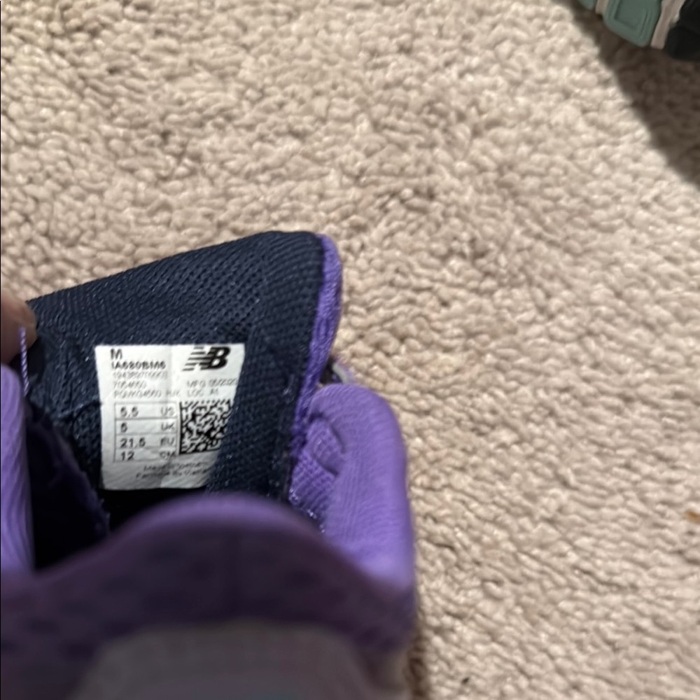5.5 Toddler Purple New Balance Athletic Shoes GUC - Picture 2 of 5